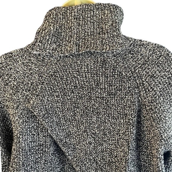 Madewell Marled Black and White Turtleneck Sweater with Surplice Back, size Sm - Picture 4 of 7